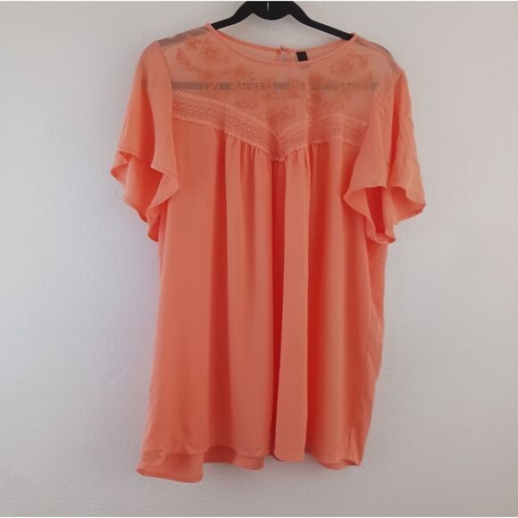 Torrid lace front short sleeve orange blouse size 2X - Picture 1 of 6